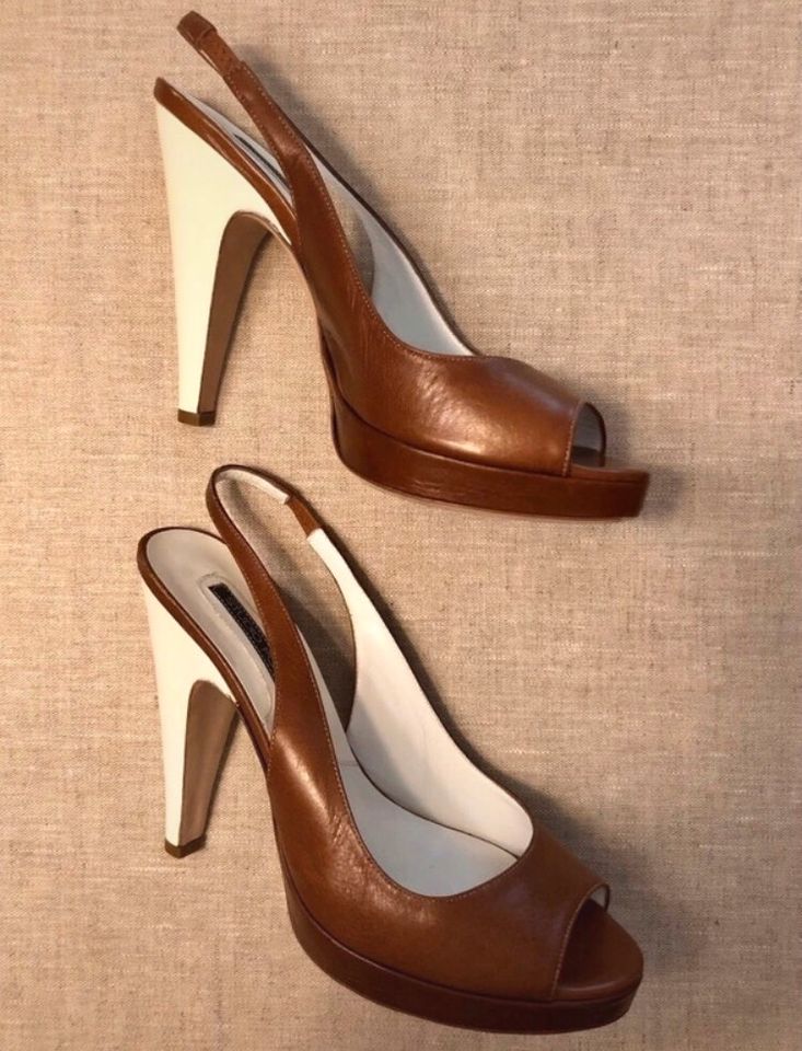 Studio Pollini Peeptoes Leder in cognac Absatz Lack in München