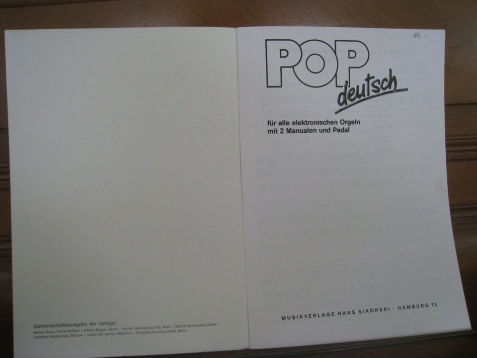 POP deutsch Nr. 3 E-Orgel - Songbook/Notenheft - Sikorski in Hartheim
