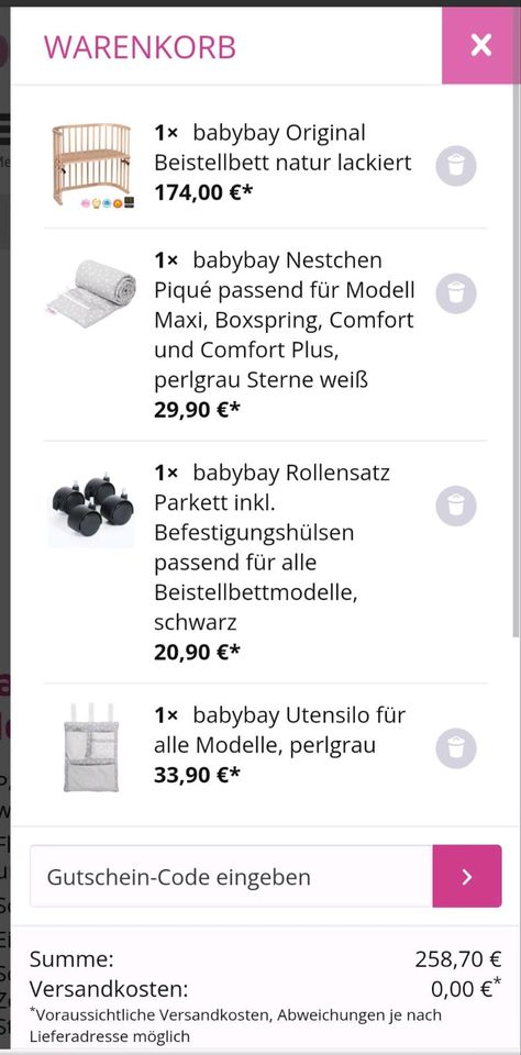 ⭐️ Beistellbett ⭐️ Babybay mit viel Zubehör in Billerbeck