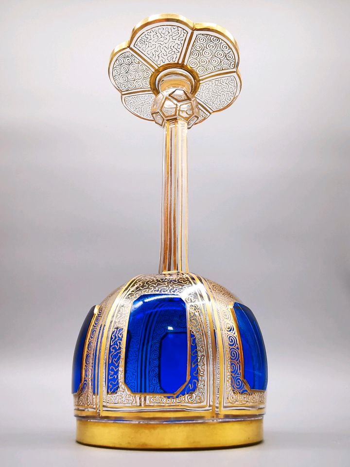 Jugendstil Wein-Glas Römer-Gläser Böhmen blau gold Pokal altes in Herne