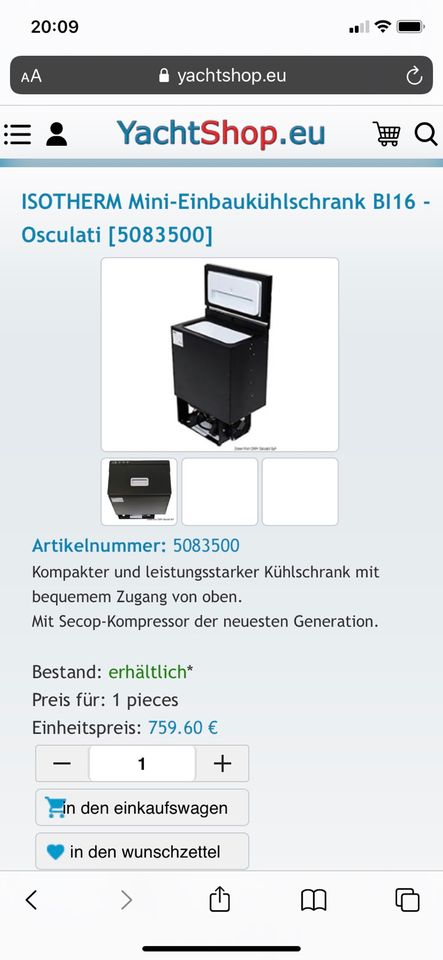 Neue Isotherm Webasto  Kompressor Kühlbox BI 16 . 12-24 v. in Kempten
