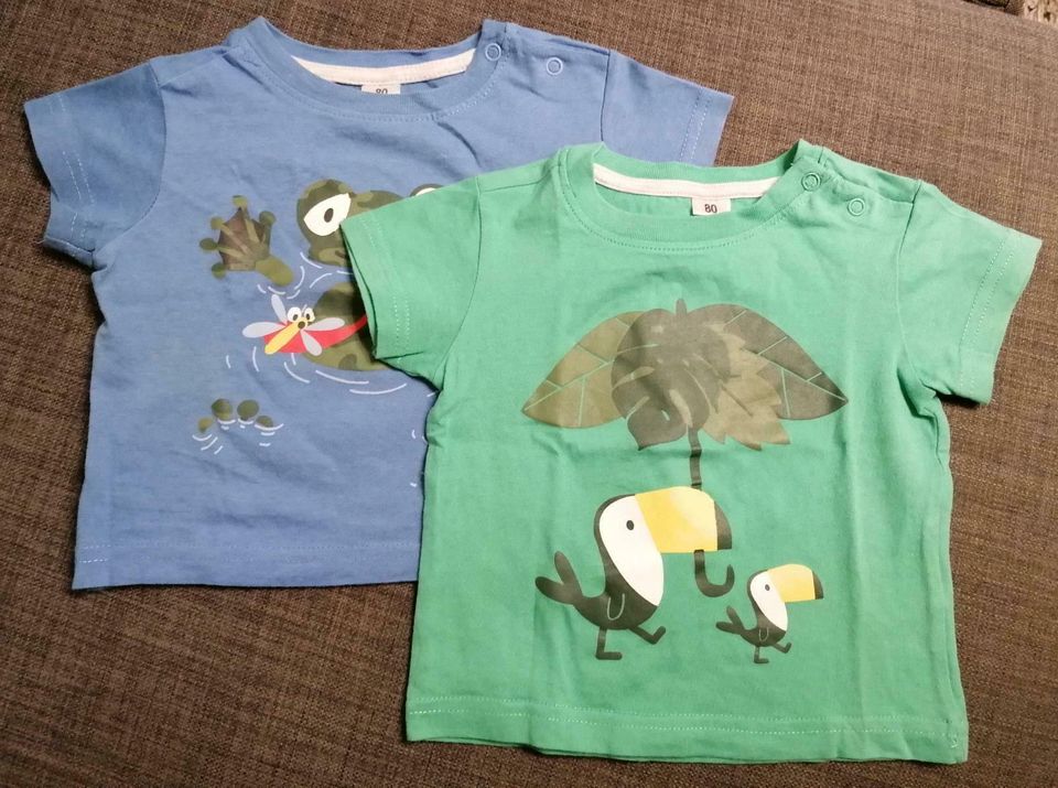 Tolles 2er Set Jungen T-Shirt Gr. 80 9-12 Monate grün blau Baby in Heilbronn