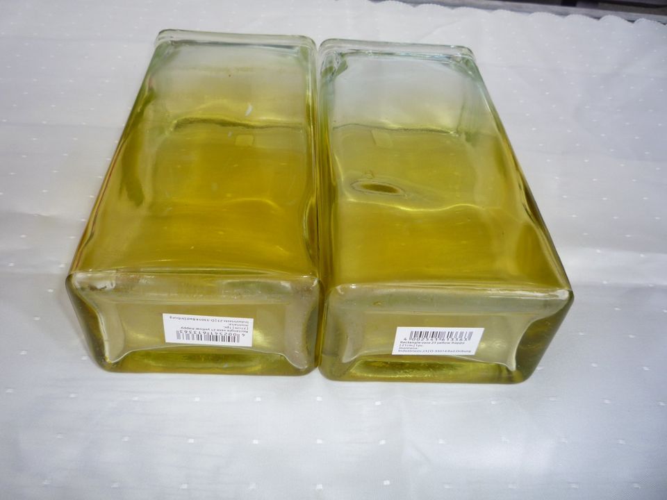 2 Stck Set Glasvase gelb Farbglas Deko ca. 20,5 x 9,5 cm in Grumbach