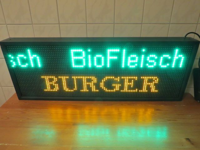 LED BioFleisch BURGER Imbiss Laden Laufschrift Hamburger Werbung in Berlin