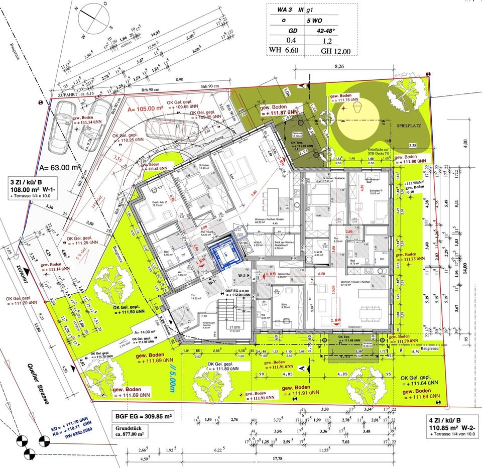 Bielefeld-Quelle: NEUBAU-MFH KfW 40 | 5 Wohneinheiten | ca. 598 m² Wohnfläche | Tiefgarage in Bielefeld