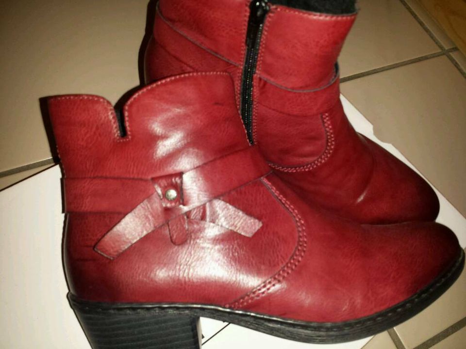 *Reserviert*Rieker Stiefeletten burgunder-bordeaux Rot,Gr.39,Neuw in Riegelsberg