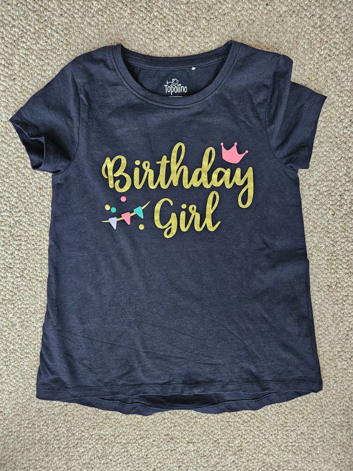 Blaues Shirt "Birthday Girl" von Ernstings Größe 122 in Emsdetten