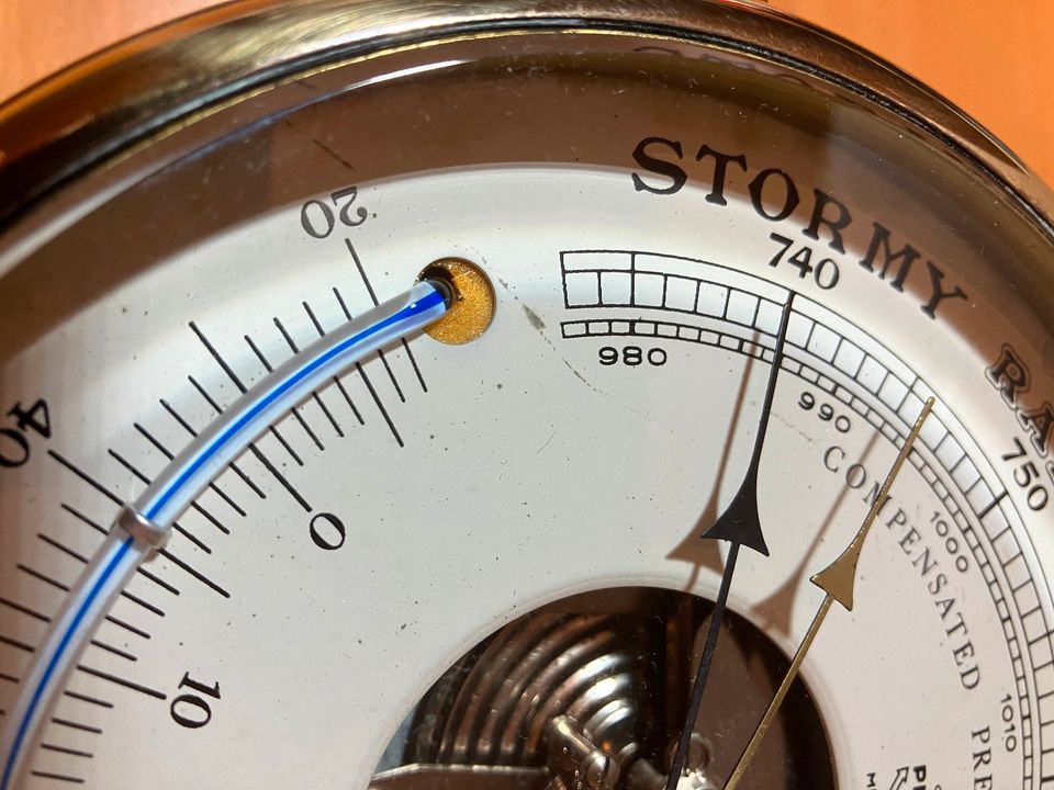 Schiffs-Barometer/Thermometer Messing 150mm Ziffernblatt in Zülpich