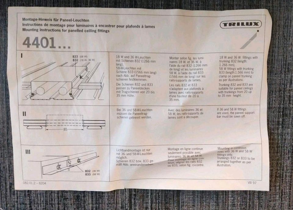 Trilux 4402 Deckenlampe LED Paneel Einbaulampe L125xB20xH9cm Neu in Osnabrück