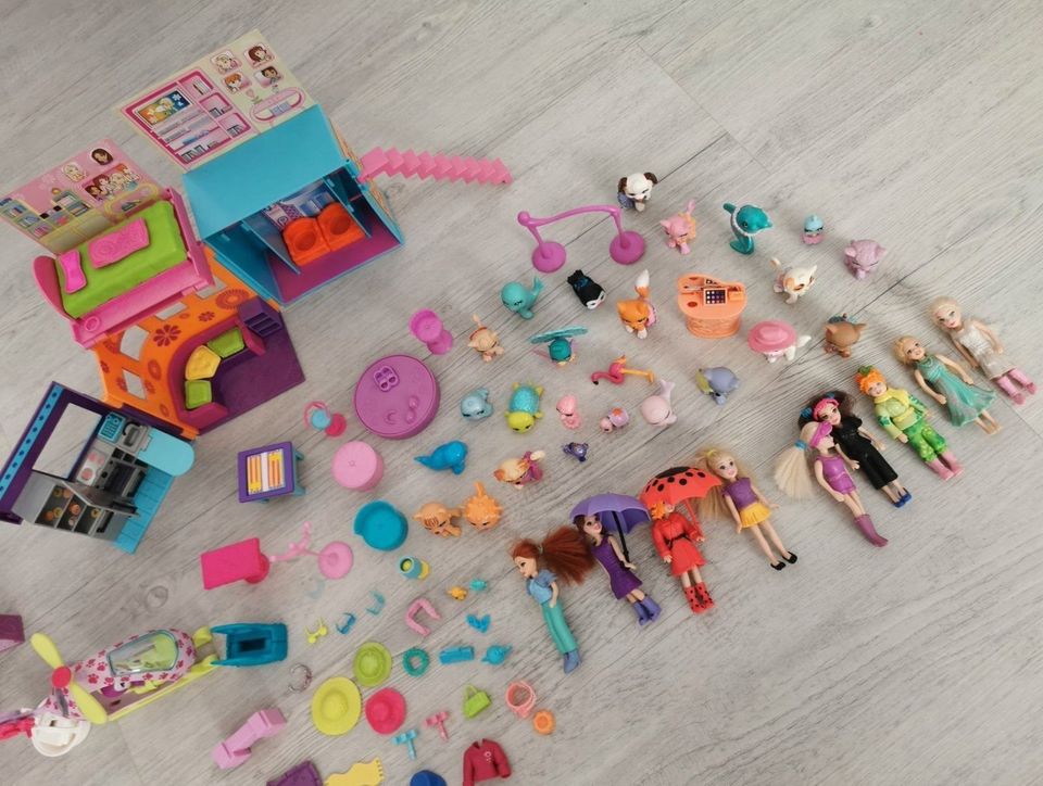 Konvolut Polly Pocket Haus klappbar Helikopter Kleiderschrank... in Giesen