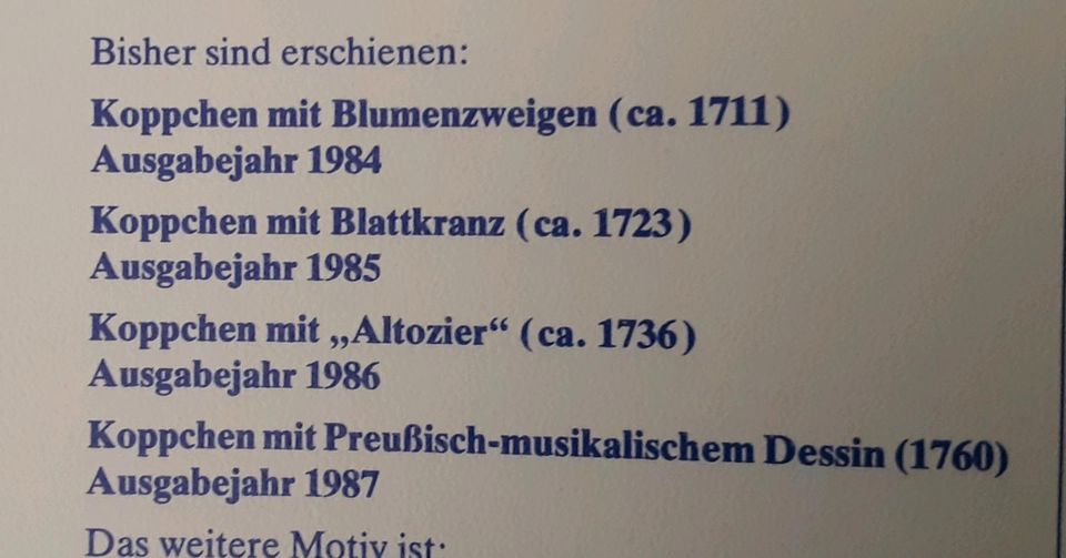 Porzellan: Koppchen "Altozier" von Meissen 1986 in Swisttal