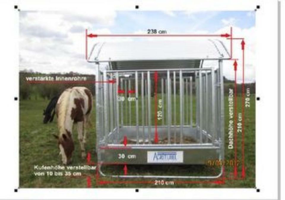 Heuraufe Viereckraufe mit Sicherheitsfressgitter für Pferde in Schotten