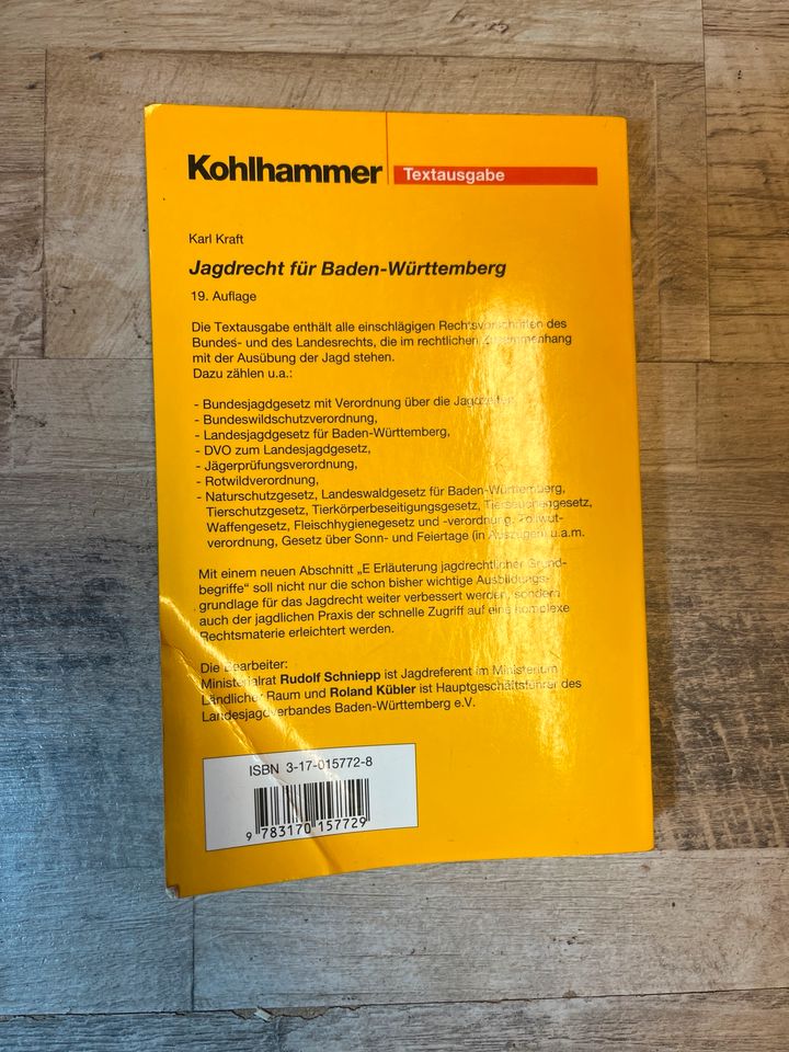 Jagdrecht für Baden-Württemberg Karl Kraft Buch in Niedereschach