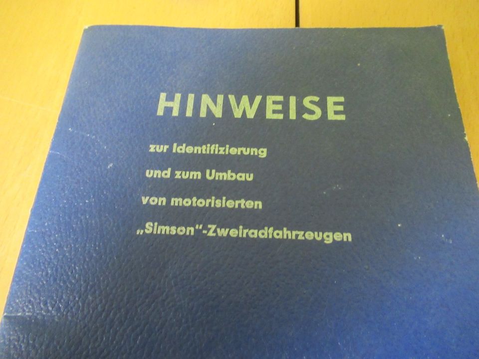 Simson 1988 Buch Hinweise zur Identifizierung und Umbau in Zschopau