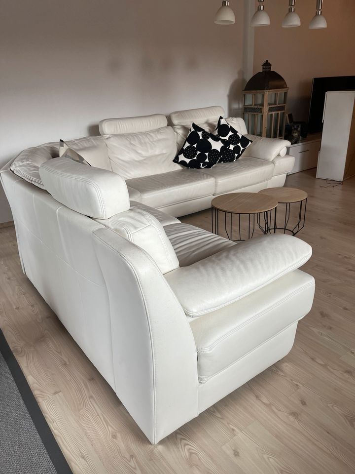 Weißes Leder Sofa von Marco Tuzzi in Dahn
