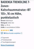 Matratze Badenia Trendline 90×200, BT 155,  H 15 cm, kaum benutzt Stuttgart - Stammheim Vorschau