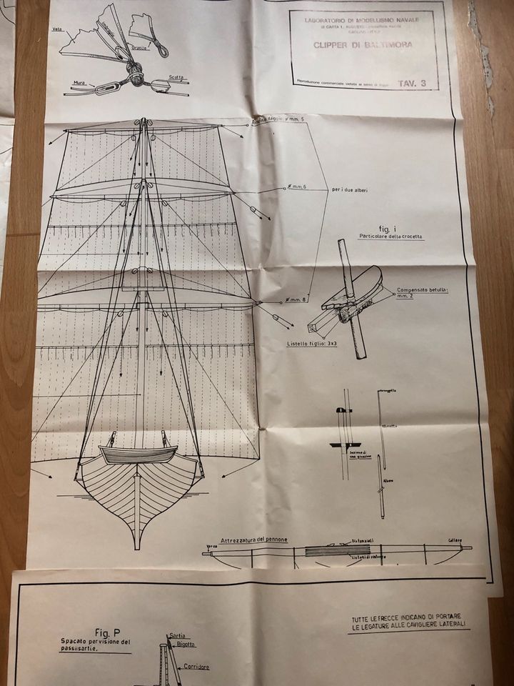 Segelschiff Baltimore Clipper, Baupläne, 1:50 in Lübeck