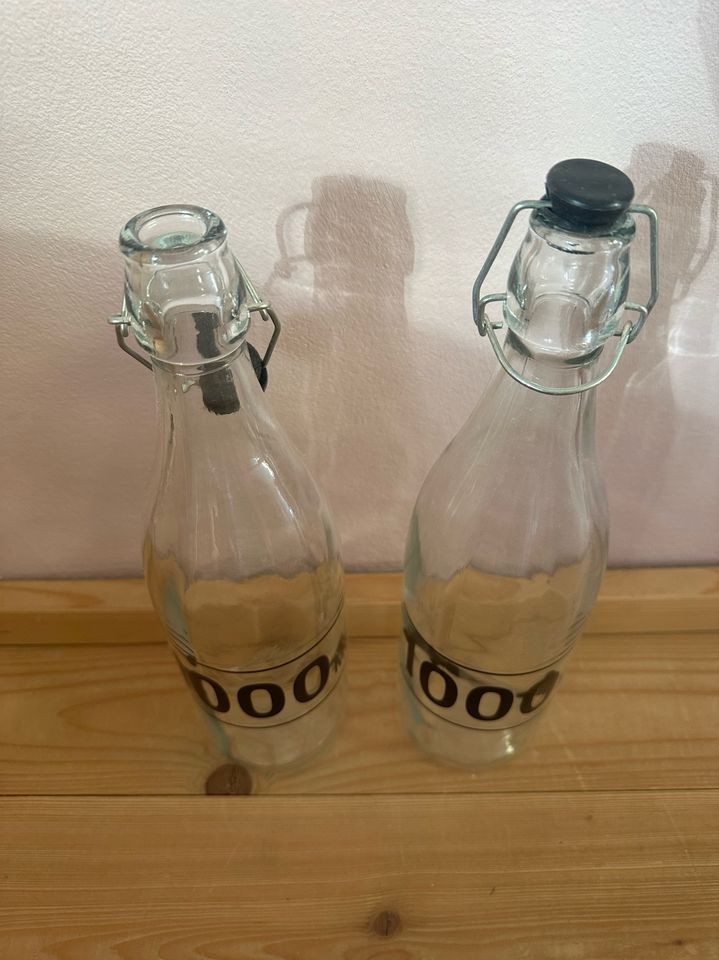 Glasflasche / Wasserflasche 1 Liter Bügelverschluss (2 Stück) in Neubeuern