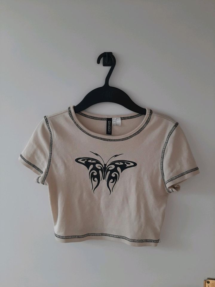 Hm Crop Top Braun beige Divided Xs Butterfly in Bonn