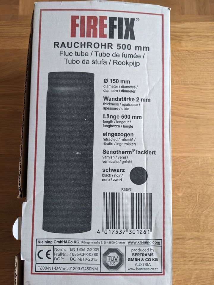 Firefix Ofenrohr 90° Grad und Rauchrohr 500mm schwarz in Hildesheim