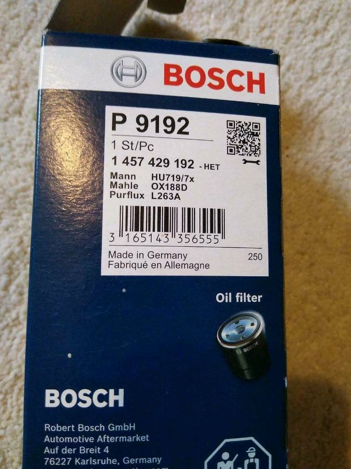 Ölfilter Bosch P9192 für VW Bus T 5, 1,9 TDI in Ritterhude