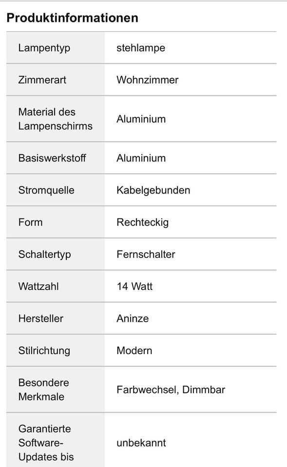 LED Farbwechsel Stehlampe mit Fernbedienung in Marktheidenfeld