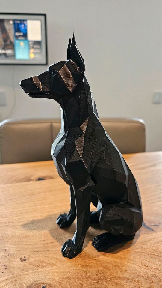 Dobermann Figur 25cm hoch, 3D Druck poly, schwarz in Freisen