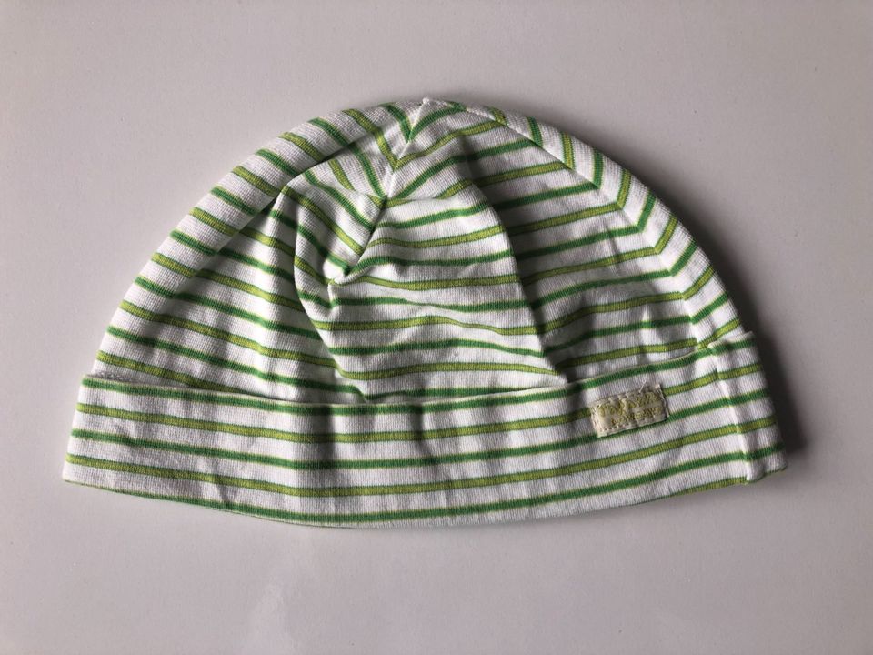Mütze aus Baumwolle, Gr.50, weiß/grün gestreift/geringelt, wieNEU in Gotha
