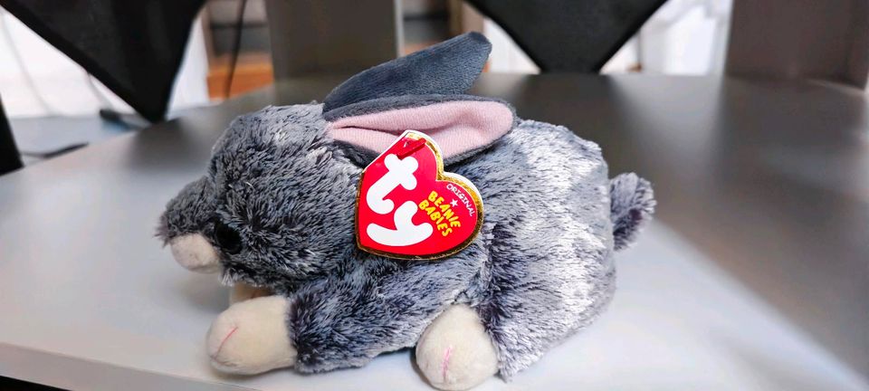 Ty Smokey, Hase grau 15cm, Beanie Babies, limitiert in Seeheim-Jugenheim