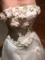 Brautkleid Gr. XS 34 Offwhite Ecru Corsage Perlen Reifrock Rosen Baden-Württemberg - Kraichtal Vorschau