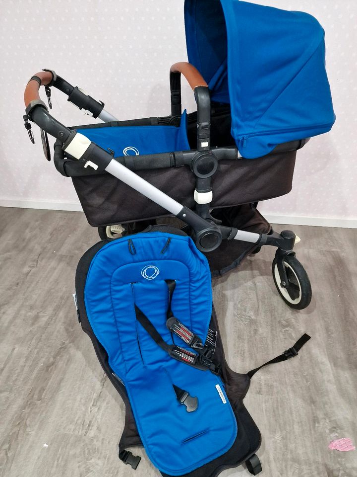 Kinderwagen, Buggy, Bugaboo Bufallo blau mit Zubehör in Berkheim