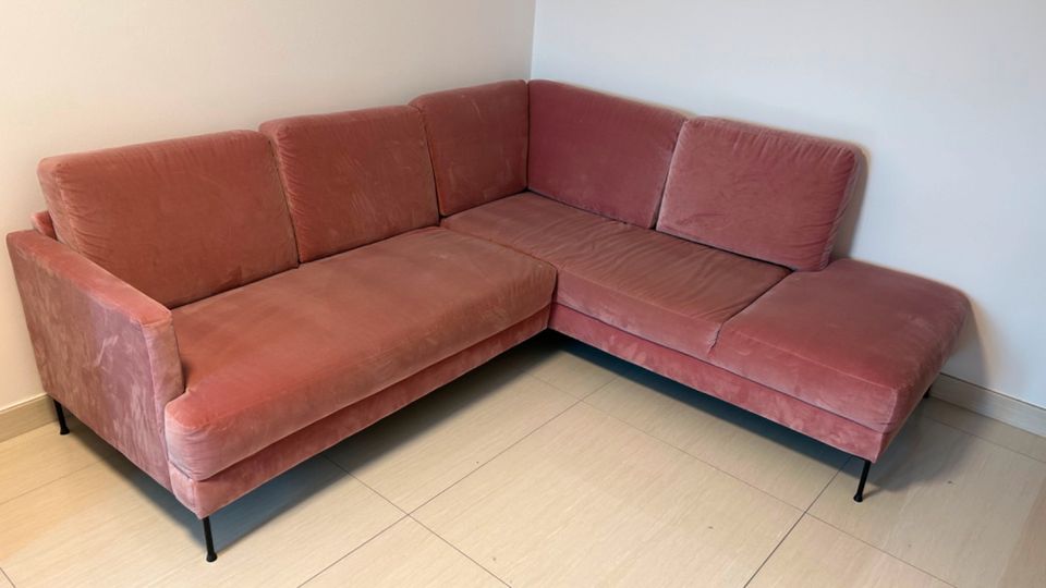 Sofa Samt Altrosa „Fluente“ | Couch Rosa in Kierspe