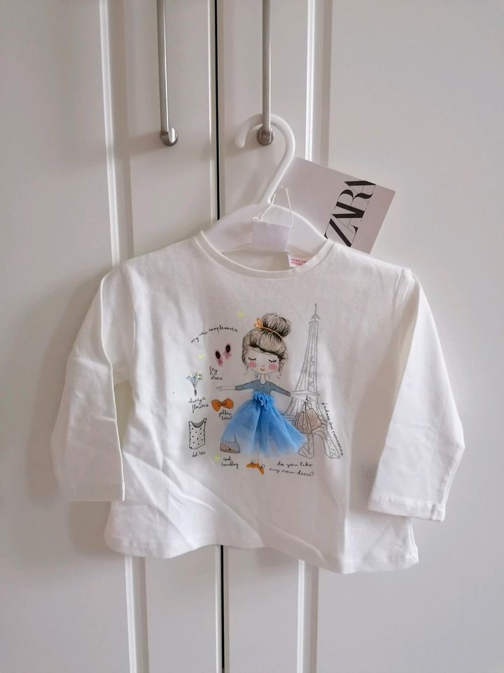 *Neu* Zara Longsleeve langarm Shirt weiß mit Ballerina Gr. 68 in Ismaning