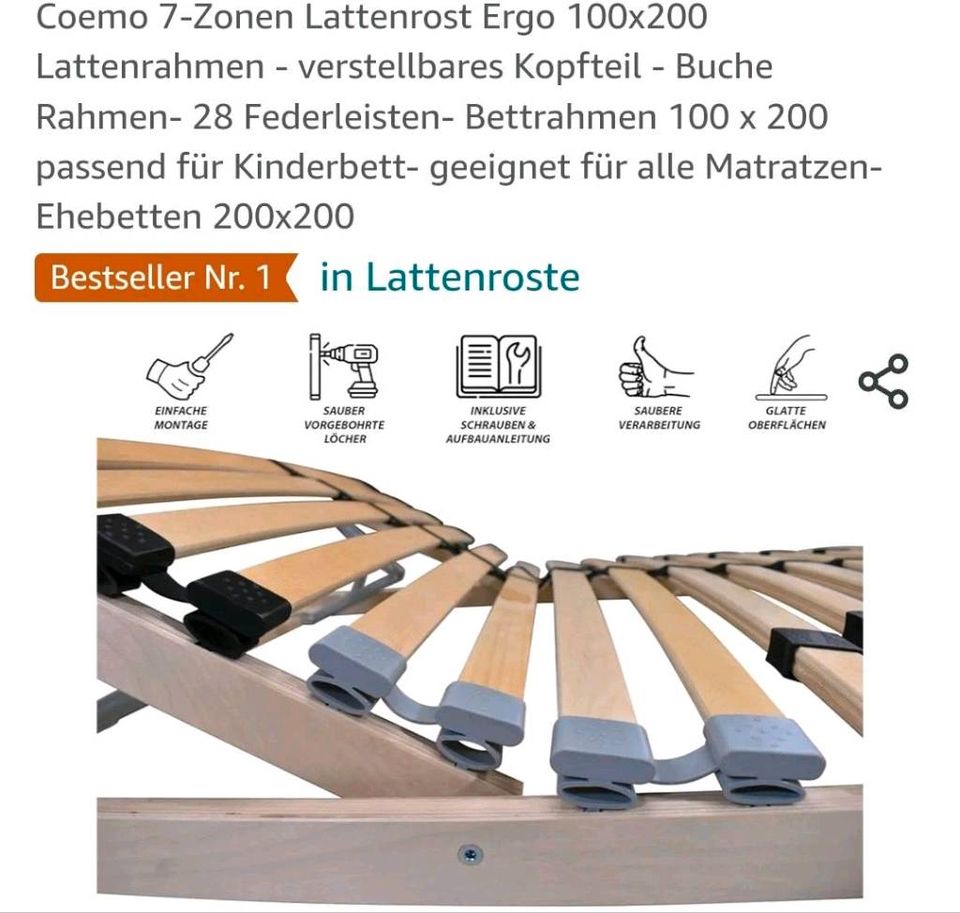 Bett 2 x 2 m Massivholz / 2x Lattenrost/ 2x Matratzen Federkern in Hamburg