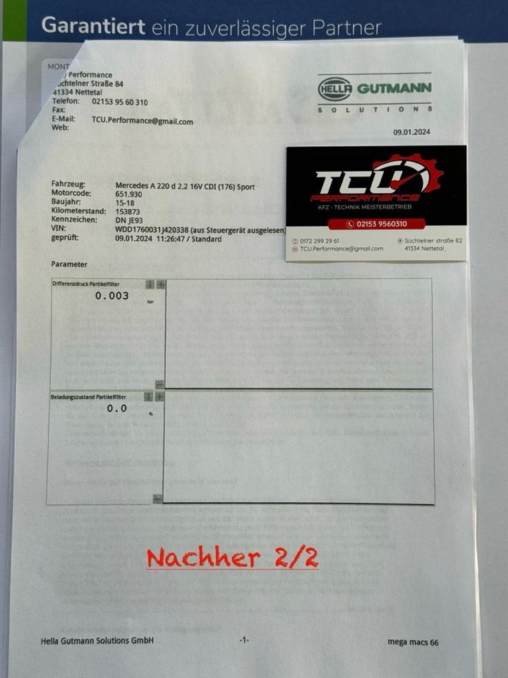 Partikelfilter DPF Freibrennung Reinigen Brennen 2 Jahre Garantie inkl. Prüfprotokoll  Alle Hersteller TCU Performance Nettetal in Nettetal