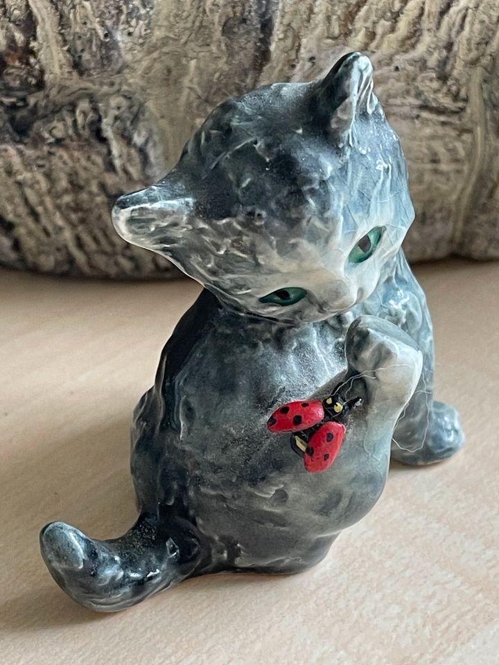 Vintage Goebel Katze Figur mit Marienkäfer West Germany ca.1950er in Schorndorf