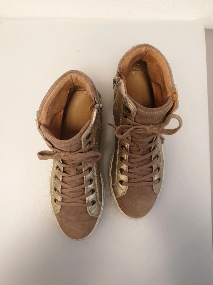 Sneaker high Stiefel Leder Gr. 5  38 gold beige in Lüneburg