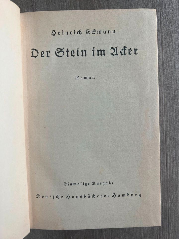 Alter antiquarisch Roman in alter Schrift Der Stein im Acker 1937 in Ganderkesee