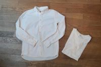 H&M weiß Jungen Baumwollhemd 158 + Halbarm V-Shirt Organic Cottom Nordrhein-Westfalen - Beverungen Vorschau