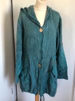 Parka Leinen Hippiestil Kapuze petrol grün Knitter/Batiklook 40 Bayern - Augsburg Vorschau