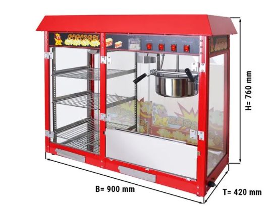 Popcornmaschine - 5 kg/h - mit 3 beheizten Ablagen in Hamburg