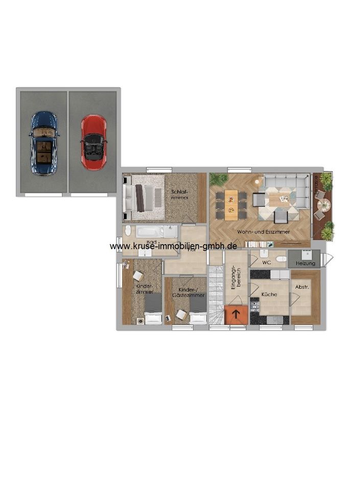 EDV-Nr.: 12298 - vermietetes Dopplhaus mit Doppelgarage, Terrasse und Loggia in Drochtersen OT in Drochtersen