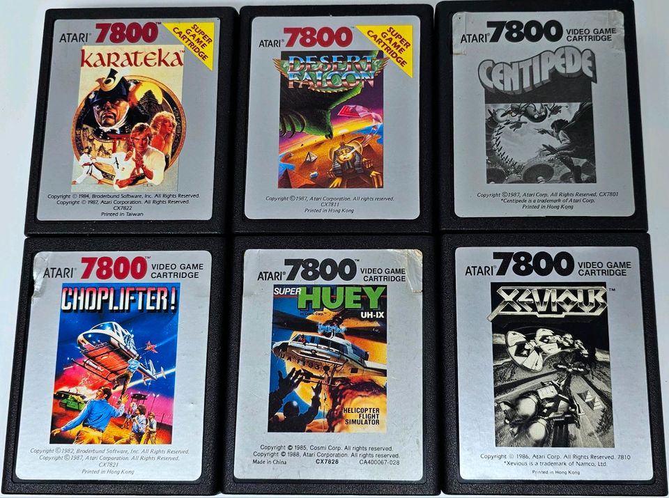 Atari 7800 Centipede Choplifter Karateka Super Huey Xevious Deser in Weiterstadt