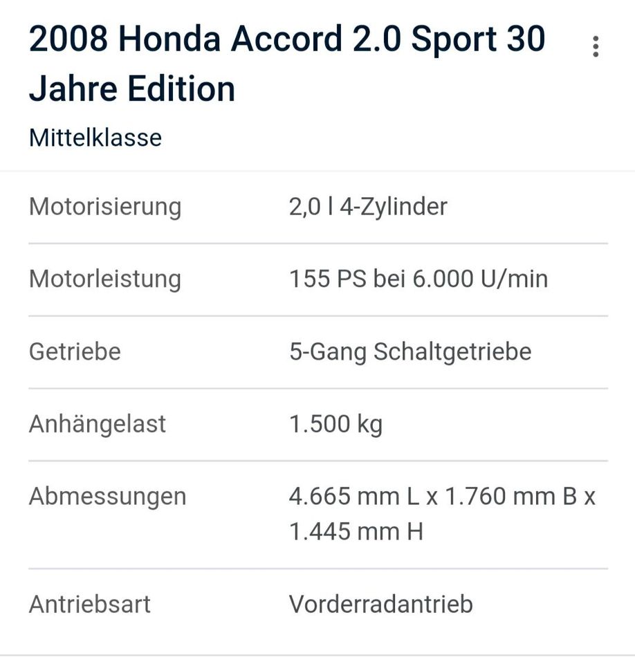 !TOP!  Honda Accord 2.0.   30 Jahre Sport Edition in Berglern