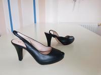 Pumps vorn offen Slingback Sandaletten Echtleder schwarz Größe 36 Sachsen - Niederwiesa Vorschau