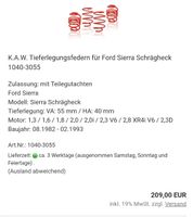 K.A.W. Tieferlegungsfedern für Ford Sierra Schrägheck 1040-3055 Saarland - Perl Vorschau