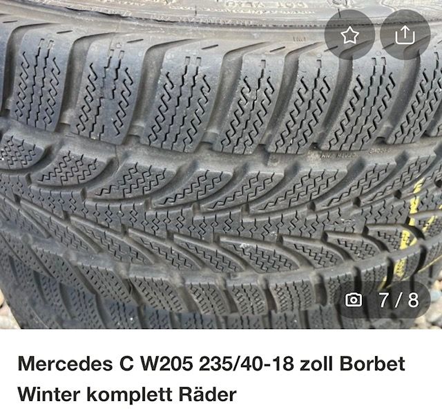 Borbet Winter Räder Satz (4x) 18 zoll Für Mercedes W205 & W 204 in Bad Vilbel