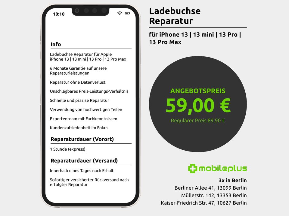 Ladebuchse Reparatur iPhone 13 | 13 mini | 13 Pro | 13 Pro Max in Berlin