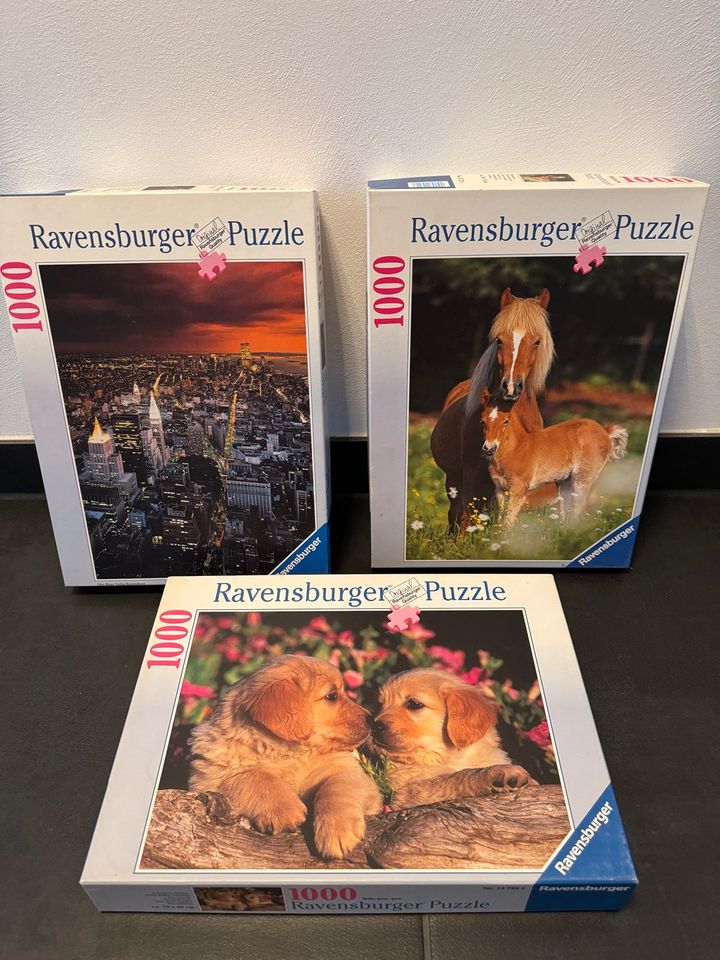 3* 1000 Ravensburger Puzzle Spiel Hund Pferd New York in Hirschaid