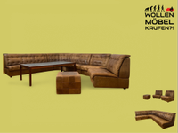 WMK Große & sehr bequeme modulare Vintage Sitzgarnitur aus 3er & 2er Sofa , 2 Sessel & Hocker in echt Leder mit Patina # Ledergarnitur Eckgarnitur Ledersofa Ledercouch Ecksofa Ledersessel Couch 70er Friedrichshain-Kreuzberg - Friedrichshain Vorschau